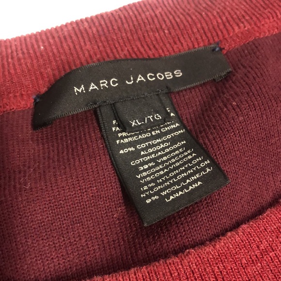 MARC JACOBS Burgundy Women’s Beaded Pullover Short Sleeve Knit Sweater Size XL - Picture 5 of 5